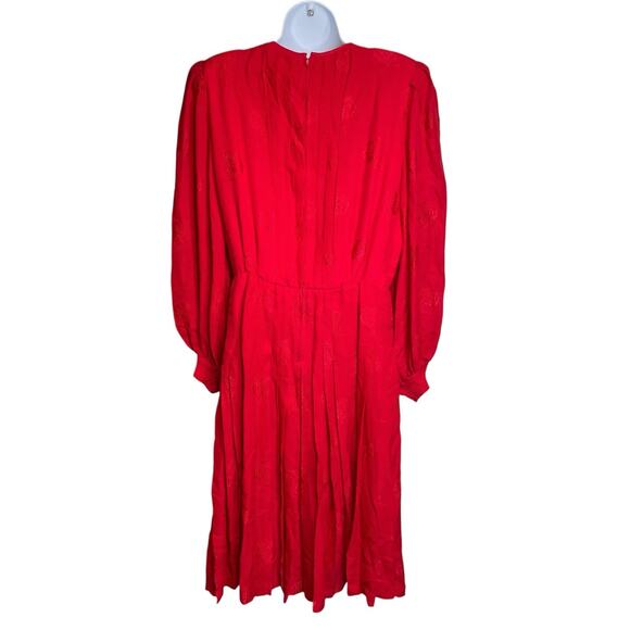 Vintage Tonico Paris Women's Red Floral Textured Midi Dress Est. Size M 80’s - Picture 2 of 13